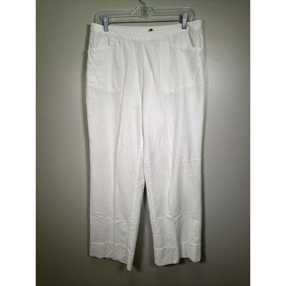 Soft Surroundings Pants Womens‎ M White Wide Leg Pull-On Casual Beach Preppy